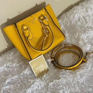 MICHAEL Michael Kors Kris Small Pebbled Leather Satchel Jasmine Yellow